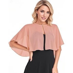 2411 Solf Chiffon Shawl Wraps For Evening Dress Shoulder Wedding Cape Shrug